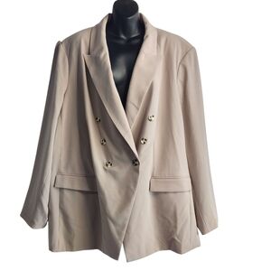 Nine West Blazer Women's Beige Double Breasted Plus Size Blazer Jacket Sz 4X NWT